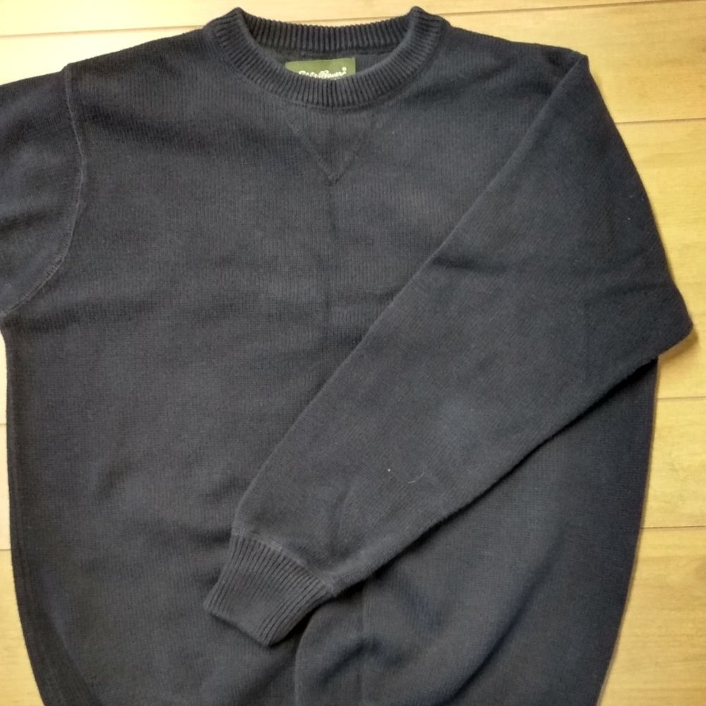 Eddie Bauer men's dark blue navy, heavyweight long sleeve sweater size S small